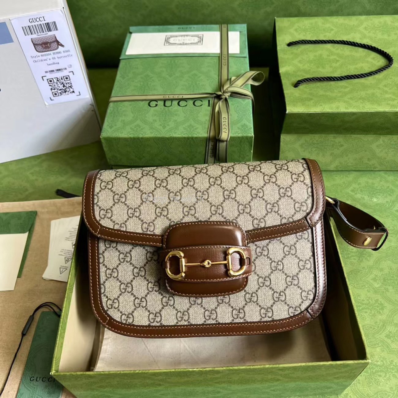 Gucci 1955 Horsebit Shoulder Bag Small Beigebrown (10) - www.newkick.vip